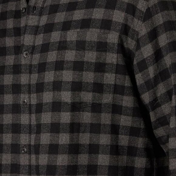 Amazon Essentials Men's Long-Sleeve Flannel Shirt Charcoal Buffalo Plaid Size L - Picture 4 of 10